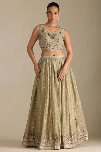 Soch Women's Viscose Blend Lehenga Choli (OWS5CD21816_Beige_XL)
