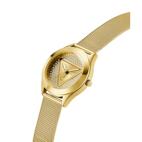 GUESS Glitz Plaque Champagne Round Dial Analog Women's Watch - GW0835L2