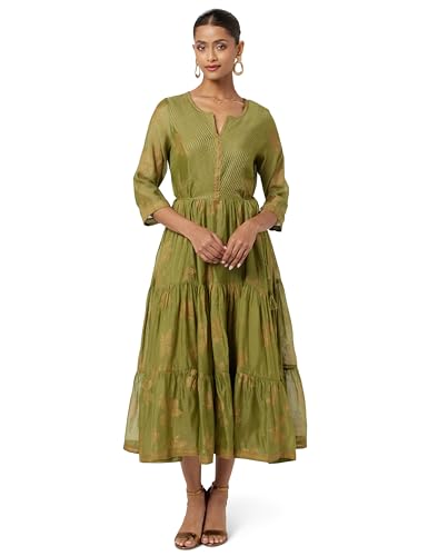 BIBA Women Printed Maxi Mix & Match (Festive 1957_Green_42, Dress)