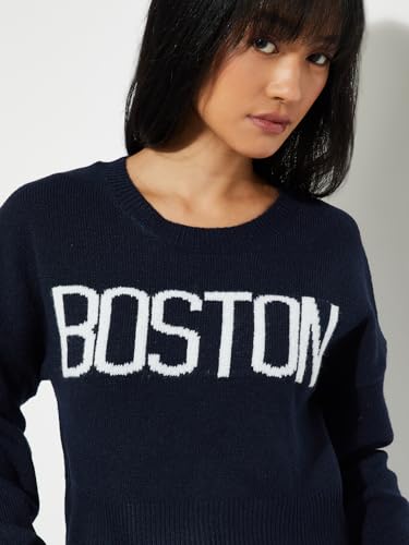 Max Alaya F x URB_N Knit Crop Sweater (Blue_M)