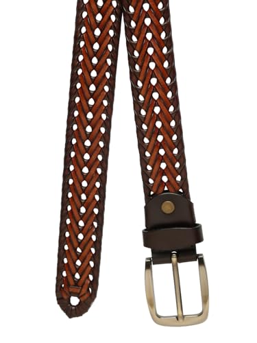 TYBELT Genuine Bunani Leather Belt for Men | Adjustable Waistband up to 44 Inches | Belt for Jeans & Dress Pants | Brown Color (Pack of 1)_90