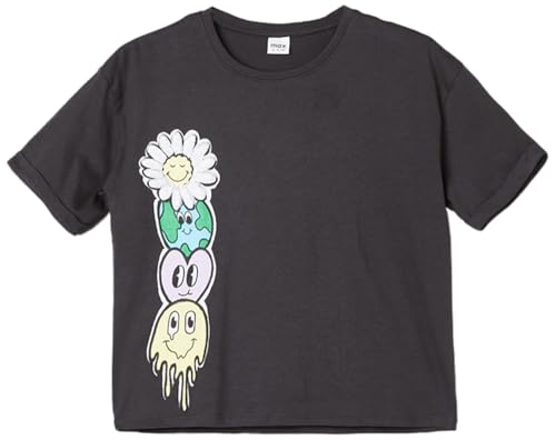 Max Girls Graphic Printed Boxy Fit Crop T-Shirt (S24EKT10CHARCOAL)_15-16Y