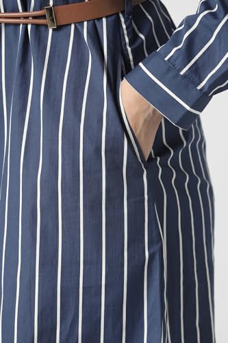 Women Navy Stripe Formal Dress