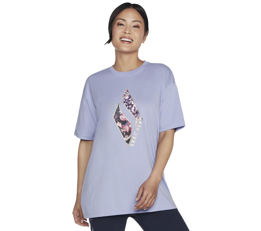 Skechers Women's Solid Regular T-Shirt (WTS351A-LVLP_Lavender/LT Pink M)