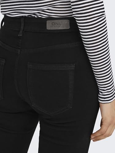 ONLY Women Cotton Blend Stretchable Mid-Rise Bootcut Black Jeans