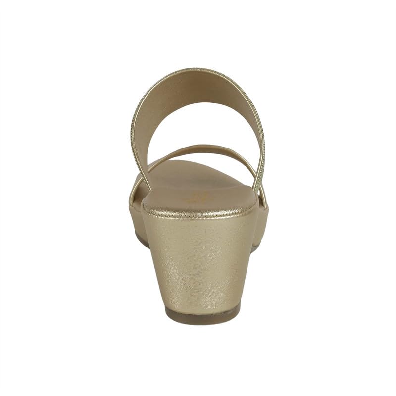 tresmode Glo Gold Women's Dress Block Heel Sandals in Size 8 UK / 41 EU