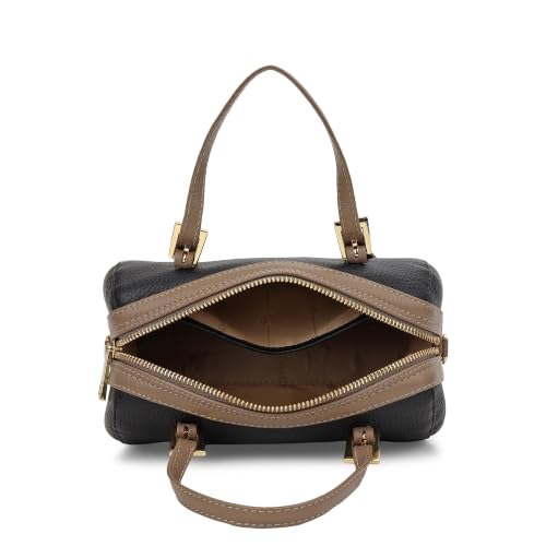Da Milano Leather Satchel Bag for Women - Black (LB-00772B)
