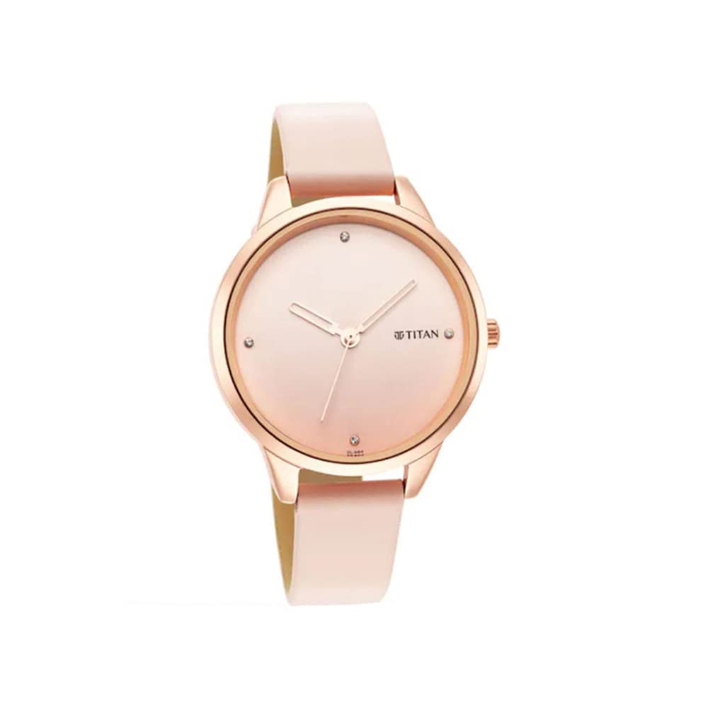 Titan Pastel Dreams Pink Dial Analog Leather Strap Watch for Women-NS2664WL02