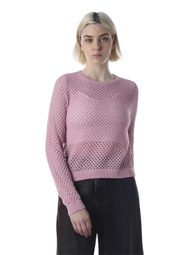 ONLY Women's Self Design Regular Fit Pink Top