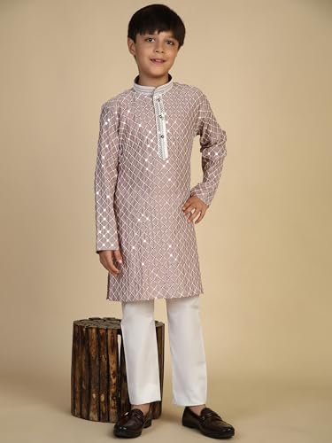 Pro-Ethic Style Developer Boys Cotton Kurta Pajama For Kid's Ethnic Wear | Cotton Kurta Pajama (S-268), 6-7 years, Pink