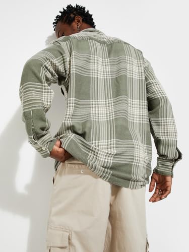 Max Men's Regular Fit Shacket (VCS7PA2405R354_Olive Green_L