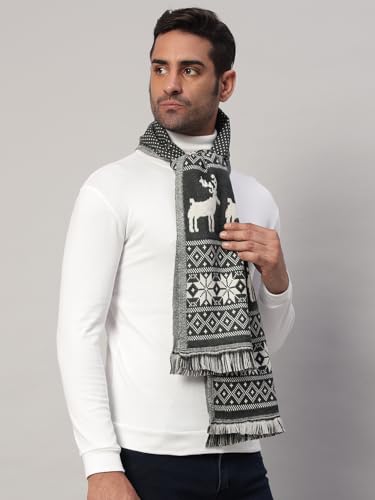 Ravaiyaa - Attitude is everything Deer Pattern Muffler Winter Woolen Scarf Men's Casual Soft And Warm Maffler70 x12 (Grey)
