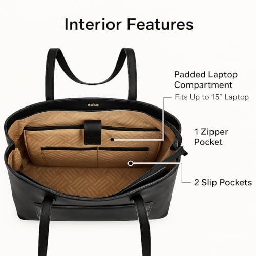 eske Fleur Tote Bag for Women | Office Handbag for 15” Laptop | Travel bag with Trolley Strap | Ladies Purse | Stylish Shoulder bag for Work | Gift for girls | Vegan Leather Tote |