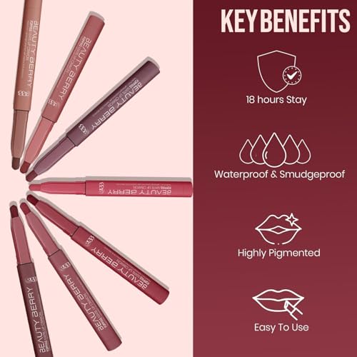 PREMIUM Poppins Matte Lip Crayon Lipstick for Women | Long Lasting Non Transfer Retractable Lip Crayon | Smudge Proof & Waterproof Lipstick Enriched with Jojoba Oil & Vitamin E (16 - False Mauve, 3g)-SH7711