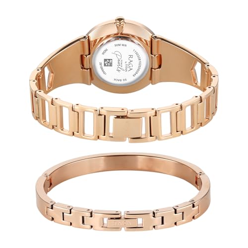 Titan Raga Power Pearls 2.0 with Quartz Analog Mother of Pearl Dial Rose Gold Brass Strap Watch for Women - 2810WM01F