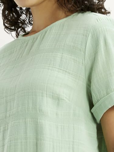 Levi's Women's Self Design Light-Green Round Neck Top