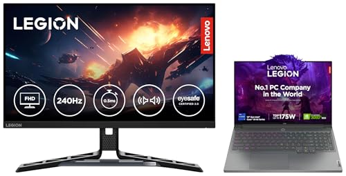Lenovo Legion 7 Intel Core i9-12900HX 16" (40.64cm) QHD IPS 165Hz 500Nits Gaming Laptop (32GB/1TB SSD/Win/MSO/NVIDIA RTX 3080Ti 16GB/Grey/2.53Kg), 82TD009KIN +R25f-30 Monitor