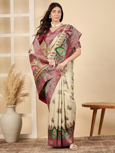 AKHILAM Women's Kanjivaram Woven Soft Silk Saree With Blouse Piece