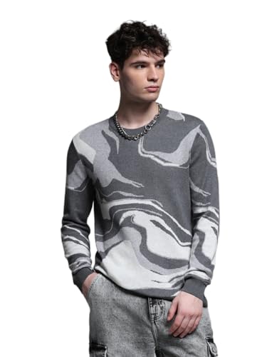 Jack & Jones Men Regular Fit Grey Sweater