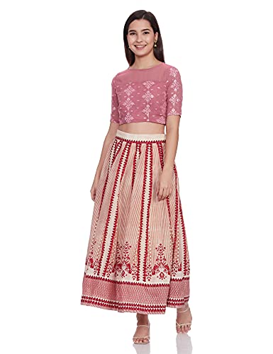 W for Woman Red and Ecru Arkali Skirt_20FEW50287-114228_M