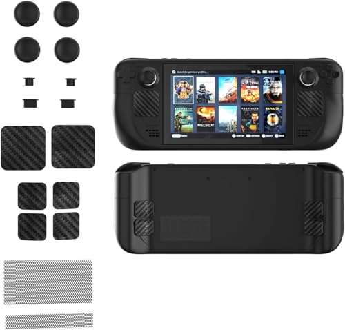 New World Accessories for Steam Deck, Touch Protector Dust Plug Silicone Thumb Grip Caps for Steam Deck Vent Dust Filter Cover with Trackpads Skins - 9 in 1