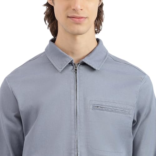 United Colors of Benetton Regular Fit Spread Collar Solid Washed Cotton Twill Jacket -25A2FSIC1002I902 (Size : XL)