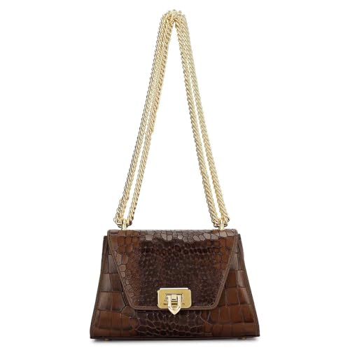 Da Milano Leather Satchel Bag for Women - Brown (00964S-OL)