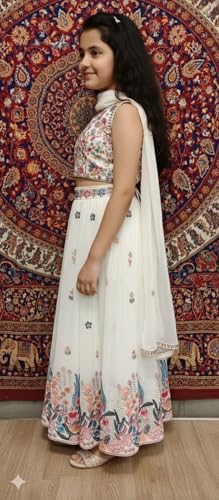 Aarika Girls Ethnic Wear Cream Colour Thread Embroidery Georgette Lehenga Choli Set With Dupatta-(4-15 Years)-(LCH-MC-012029-CREAM-34)