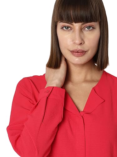 VERO MODA Women Solid Polyester Regular Fit Orange Shirt
