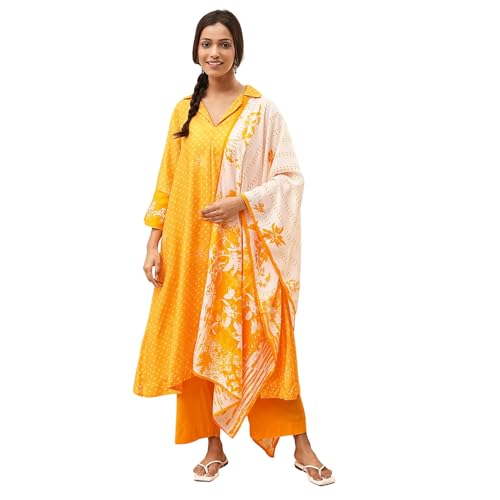 Biba Women's Modal Kurta Sets (SKDBNDJ9608AW24YEL_Yellow