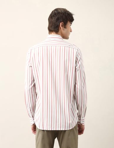 Arrow Sports Men's Striped Slim Fit Shirt (ASAJSH1761_Red