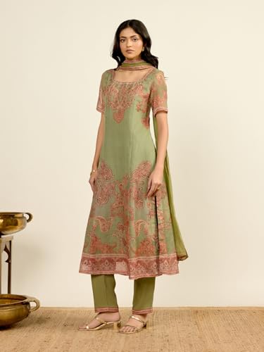 Aarke Ritu Kumar Green Tanush Floral Kurta With Pant And Dupatta