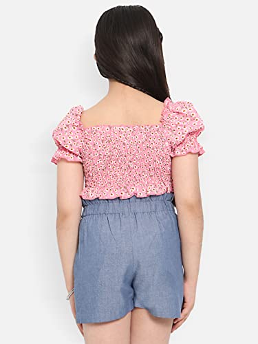 Nauti nati Girl's Regular Fit Crop Top (NN313-656_Multicolor