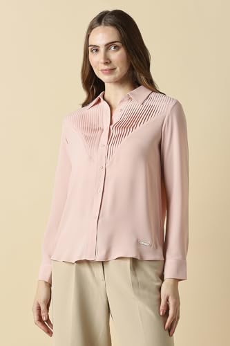 Women Pink Solid Long Sleeves Shirt