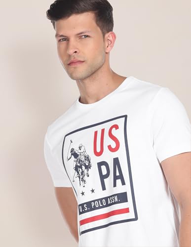 U.S. Polo Assn. Brand Print Crew Neck T-Shirt White