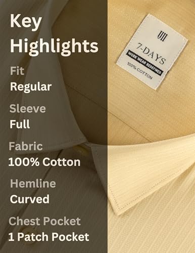 Plain formal shirts for man office wear, Premium mens shirts branded stylish new, regular fit shirt for men full sleeve, Light Yellow shirt for man cotton, Size 44 2XL XXL Official Solid Gents Self