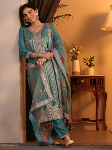 Libas Art Woven Design Silk blend Straight Kurta set for Women (49786AS)