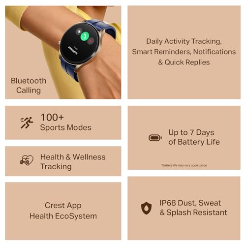 boAt Chrome Horizon, Video Watch Faces, 1.51” AMOLED Display, HRV & VO2 Max, Auto-Activity Detection, ASAP Charge, Advanced Bluetooth Calling, IP68, Heart Rate & SpO2 Monitor Smart Watch(Royal Blue)