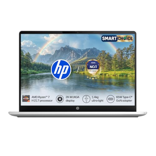 HP OmniBook 3 Smartchoice● AMD Ryzen 7 H 217● 16GB LPDDR5x● 512GB SSD● 2K WUXGA●14''/35.6cm● 300nits● Win11● Office24● Silver● 1.4kg● hw0043AU● Lighter mini GaN Charger● AI Enabled Laptop