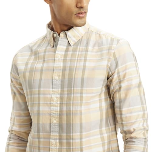 Levi's Men's Checkered Slim Fit Shirt Cream