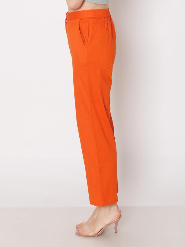 Zink London Women's Rust Solid Straight Fit Trouser