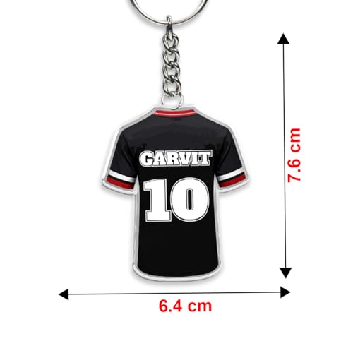 GIFTMEBAZAR Personalized Sports Jersey Keychain for Cricket, Football, & Soccer Fans | Unique Gift for Boys, Men & Kids | Acrylic Car & Bike Key Ring | Football Theme Return Gift