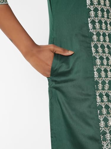 Max Women's Polyester Blend Regular Kurta (PFEKPA25FE_Green