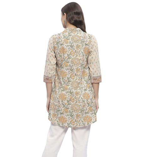 BIBA Women's Honey Beige Cotton Printed Shirt_42