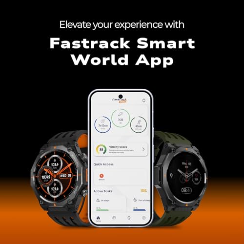 Fastrack Xtreme Adventure Smartwatch with 1.43” AMOLED Display, Dual Push Button, GPS, ABC, 1ATM, Inbuilt Torch, 100+ Multisports, Dual Tone Strap, BT Calling, HRM, SpO2 & Multiple Menu Styles - Green