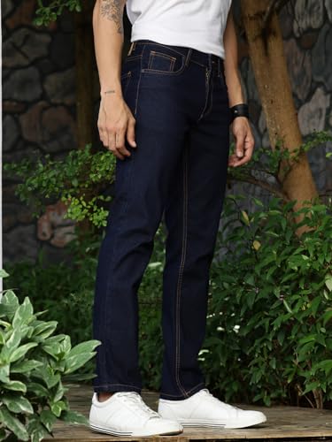 Thomas Scott Men's | Smart | Regular Fit | Mid-Rise | Clean Look | Stretchable | Jeans (TSJ224_Indigo_38)