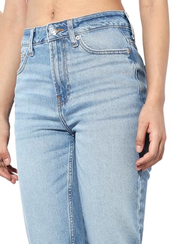 ONLY Women's High Rise Straight Fit Jeans Light Blue Denim