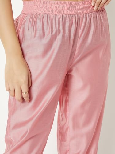 Max Women Embroidered Straight Kurta Set(Pink_XL)