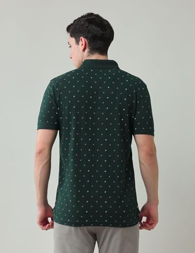 Arrow Sports Men's Green Printed Polo Collar Half Sleeve Casual Cotton Regular Fit Polo Shirt (ASAJTS3458_Green_38)