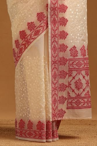 Soch Womens Cream Kota Floral Embroidered Saree